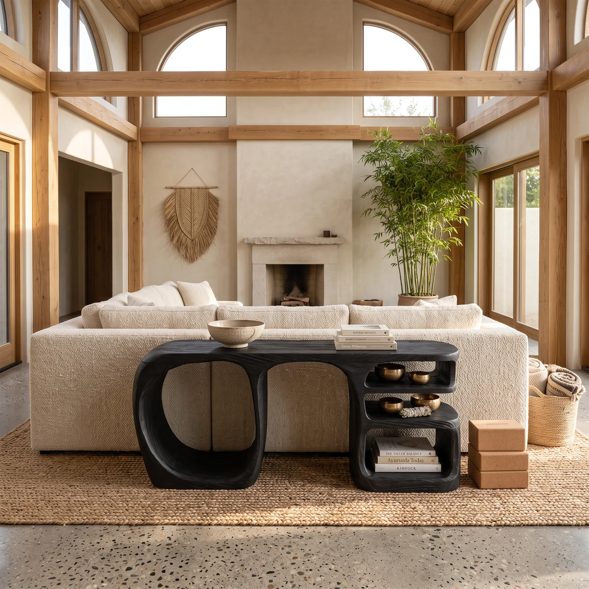 Organic Open Compartment Console For Contemporary Hallway