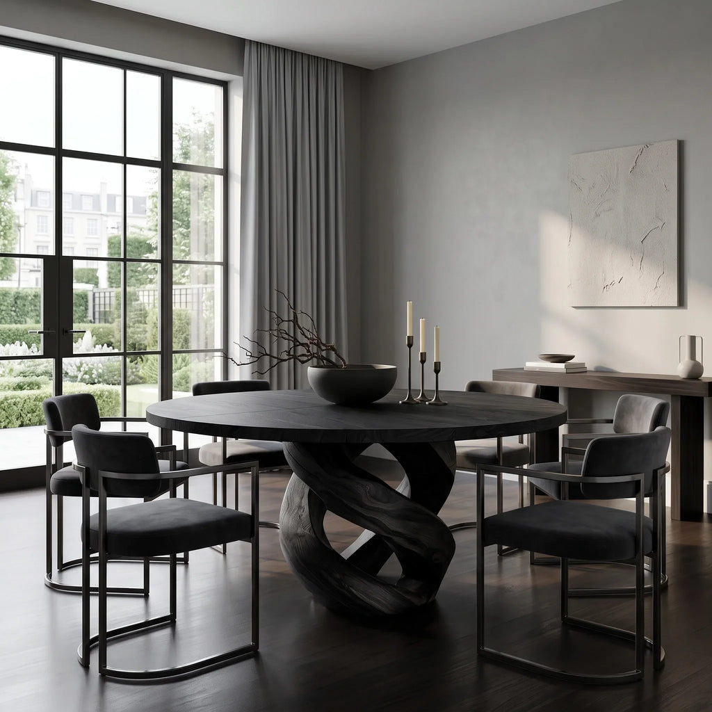 Contemporary Organic Pedestal Round Dining Table For Dining Room