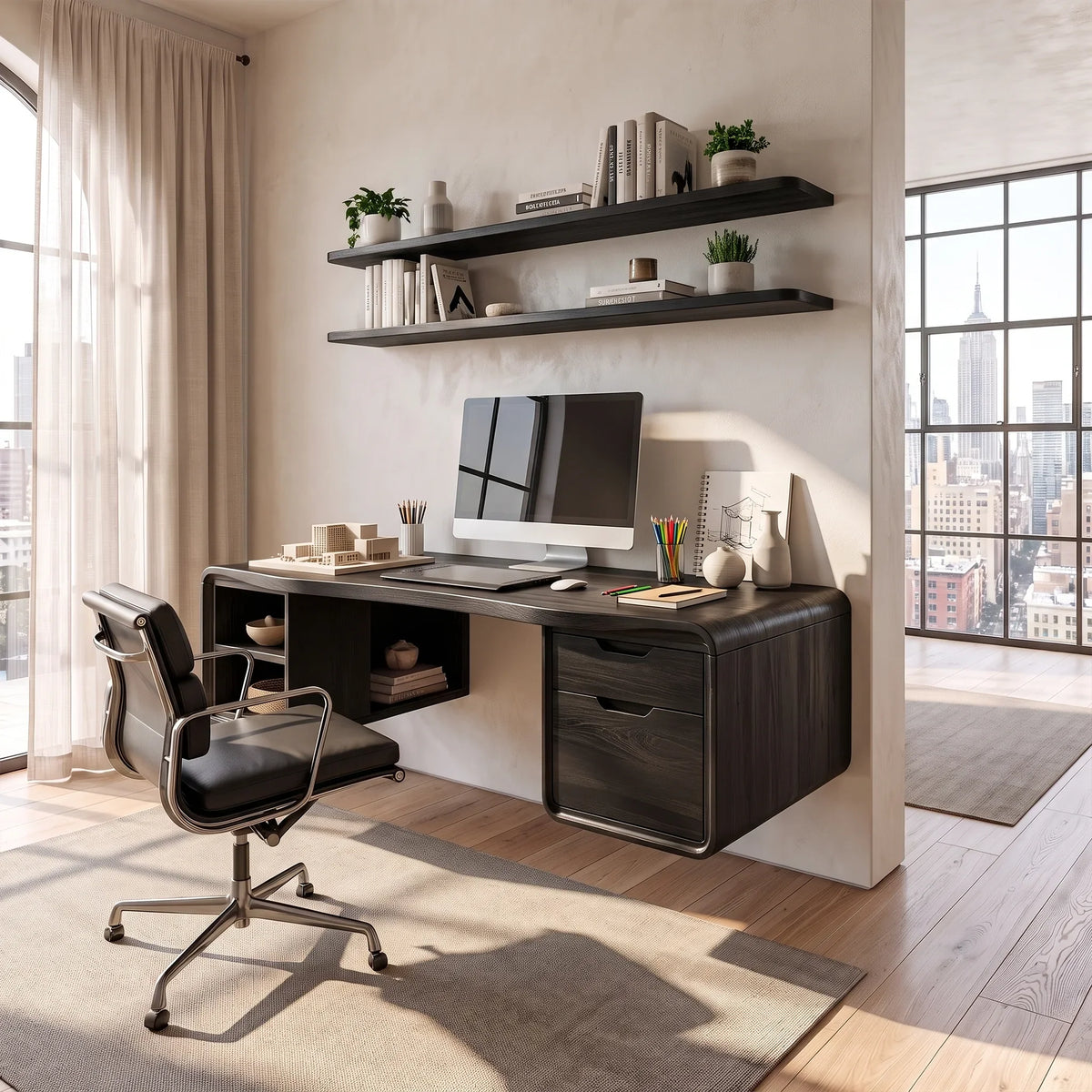 Cozy Computer Desk Home Office Desk Writing Desk With Open Storage For Home Office