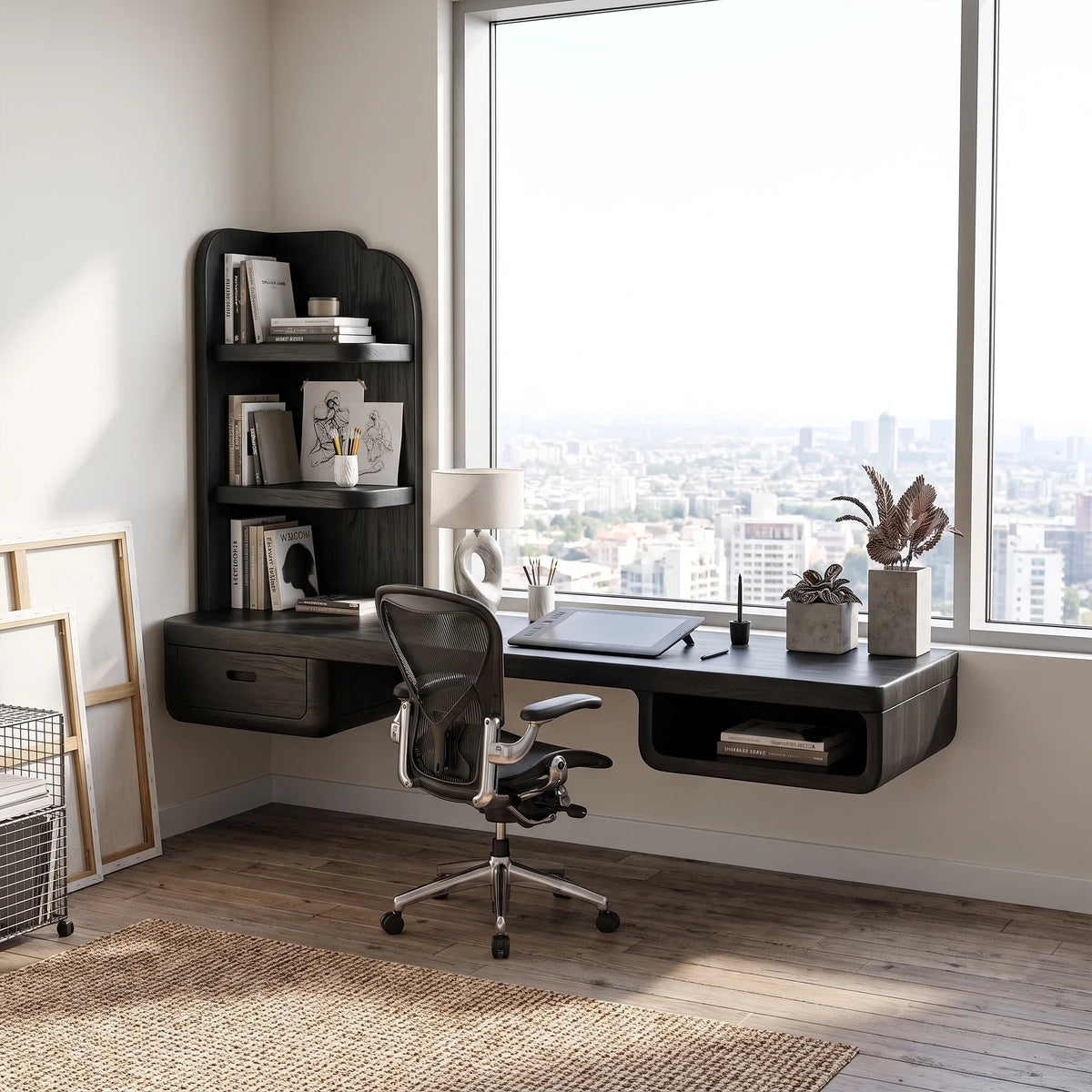 Calm Computer Desk Home Office Desk Writing Desk With Tall Shelves For Home Office