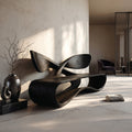 Contemporary Curved Bench With Cross Backrest For Living Room