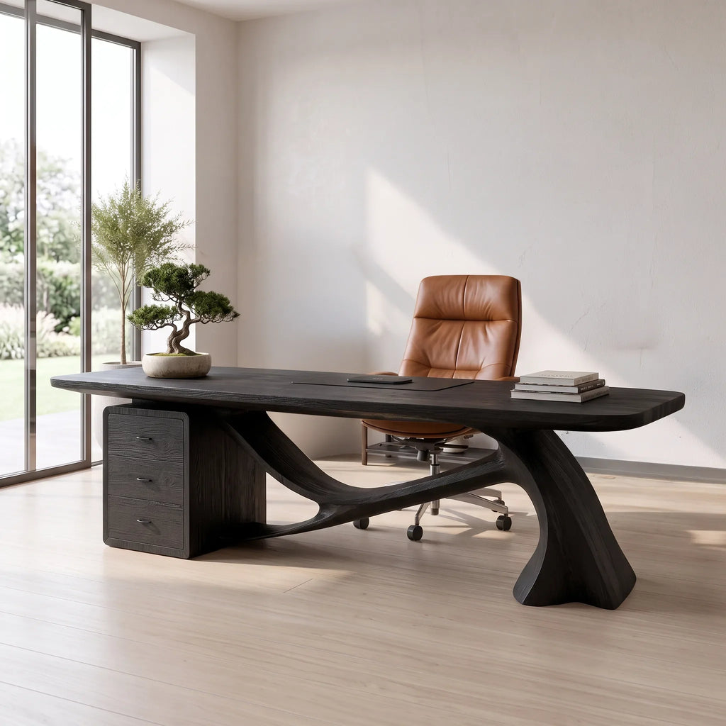 Sculptural Office Desk With Drawers For Luxury Interiors