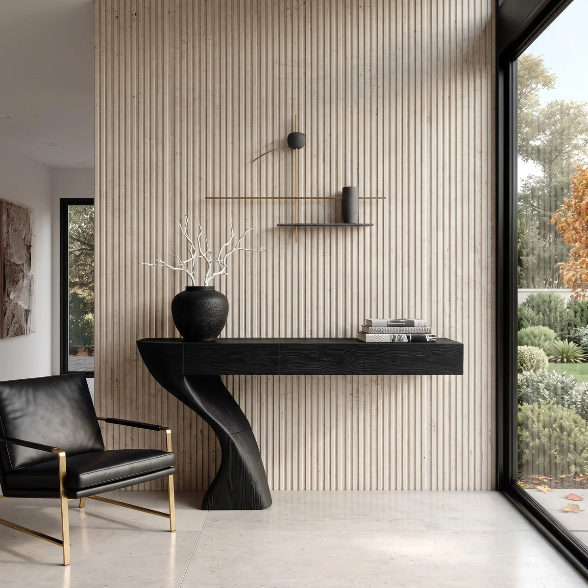 Contemporary Sculptural Console Table With Drawers For Entryway
