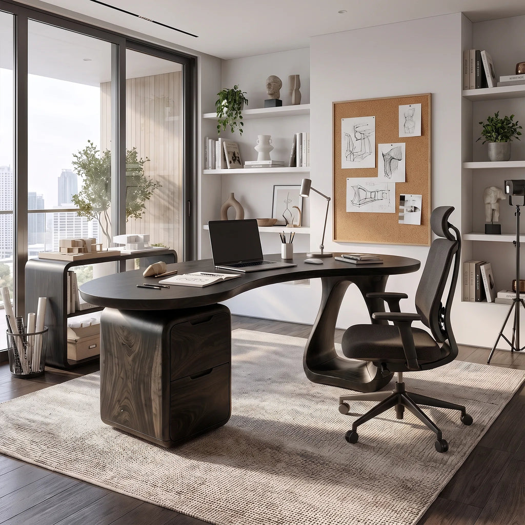 Elegant Office Desk Executive Desk Writing Desk With Rounded Drawers For Executive Office