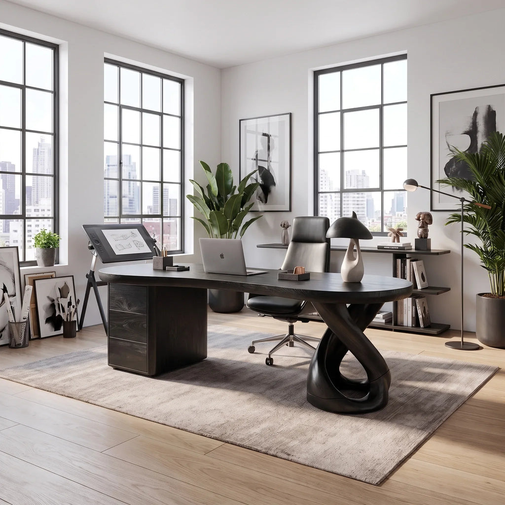 Sculptural Executive Desk Executive Office Desk Office Desk With Loop Leg For Executive Office