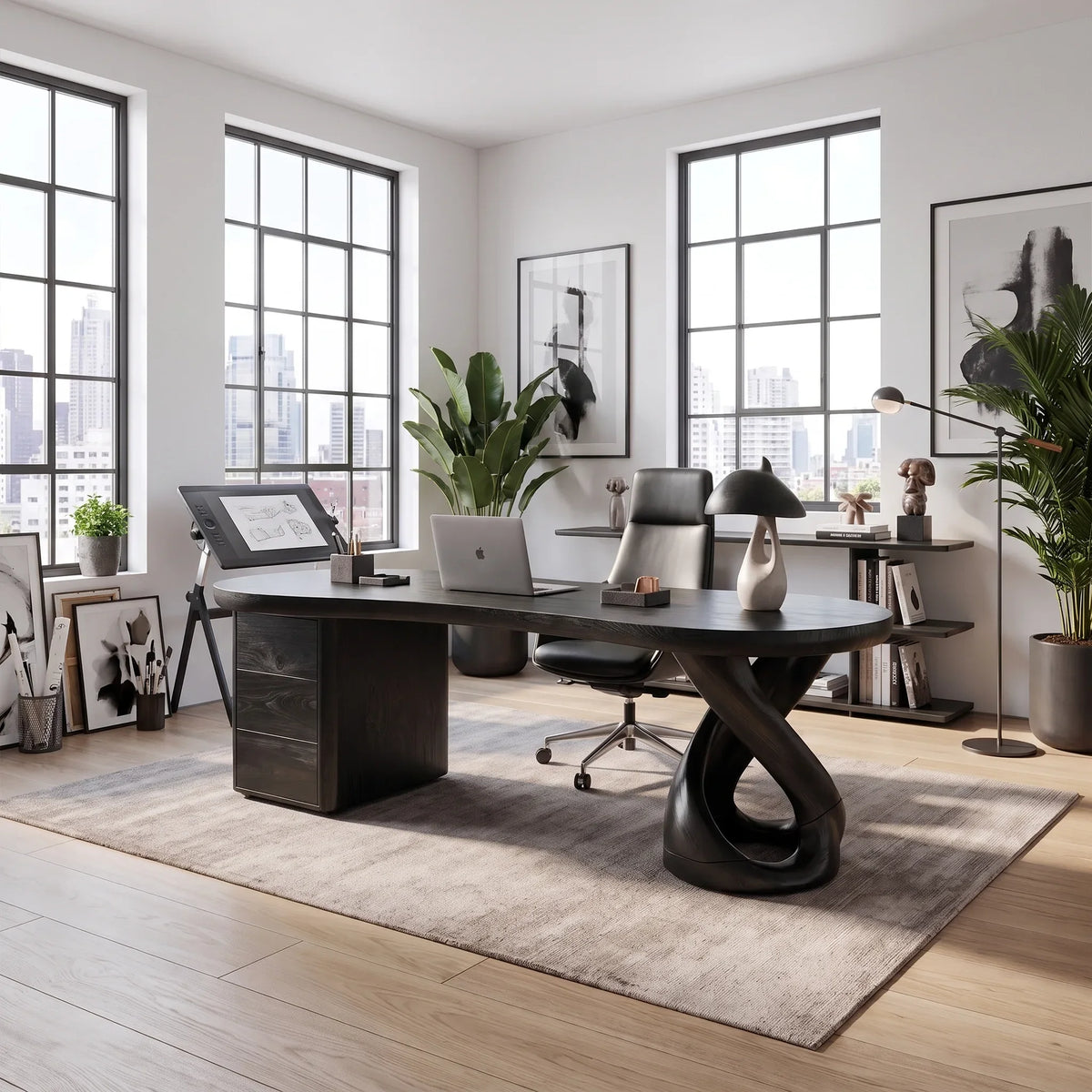 Sculptural Executive Desk Executive Office Desk Office Desk With Loop Leg For Executive Office