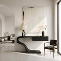 Contemporary Curved Console Table With Drawer For Entryway