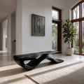 Modern Wave Base Wooden Bench For Entryway