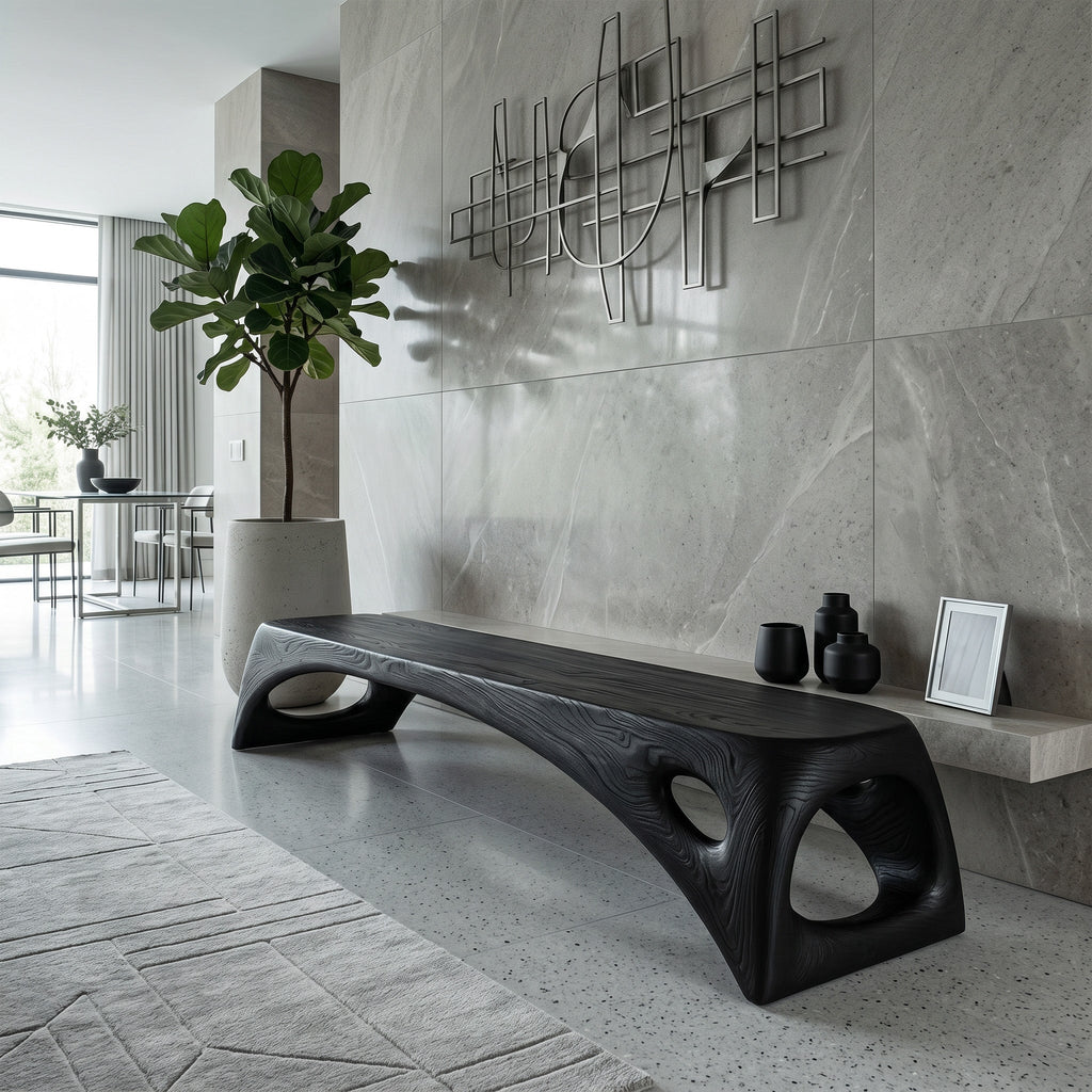 Minimalist Long Wooden Bench For Entryway