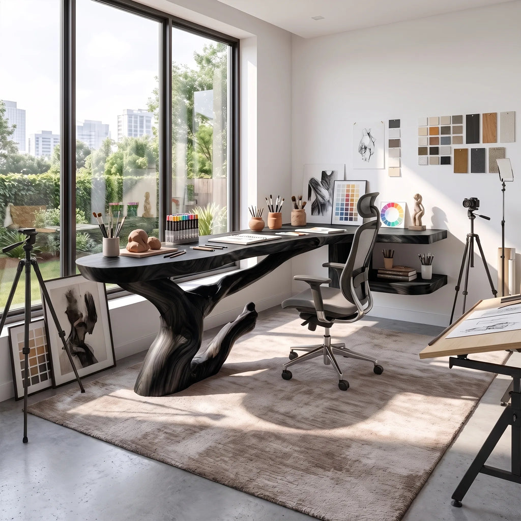 Sculptural Executive Desk Office Desk Writing Desk Curved Branch Base For Home Office