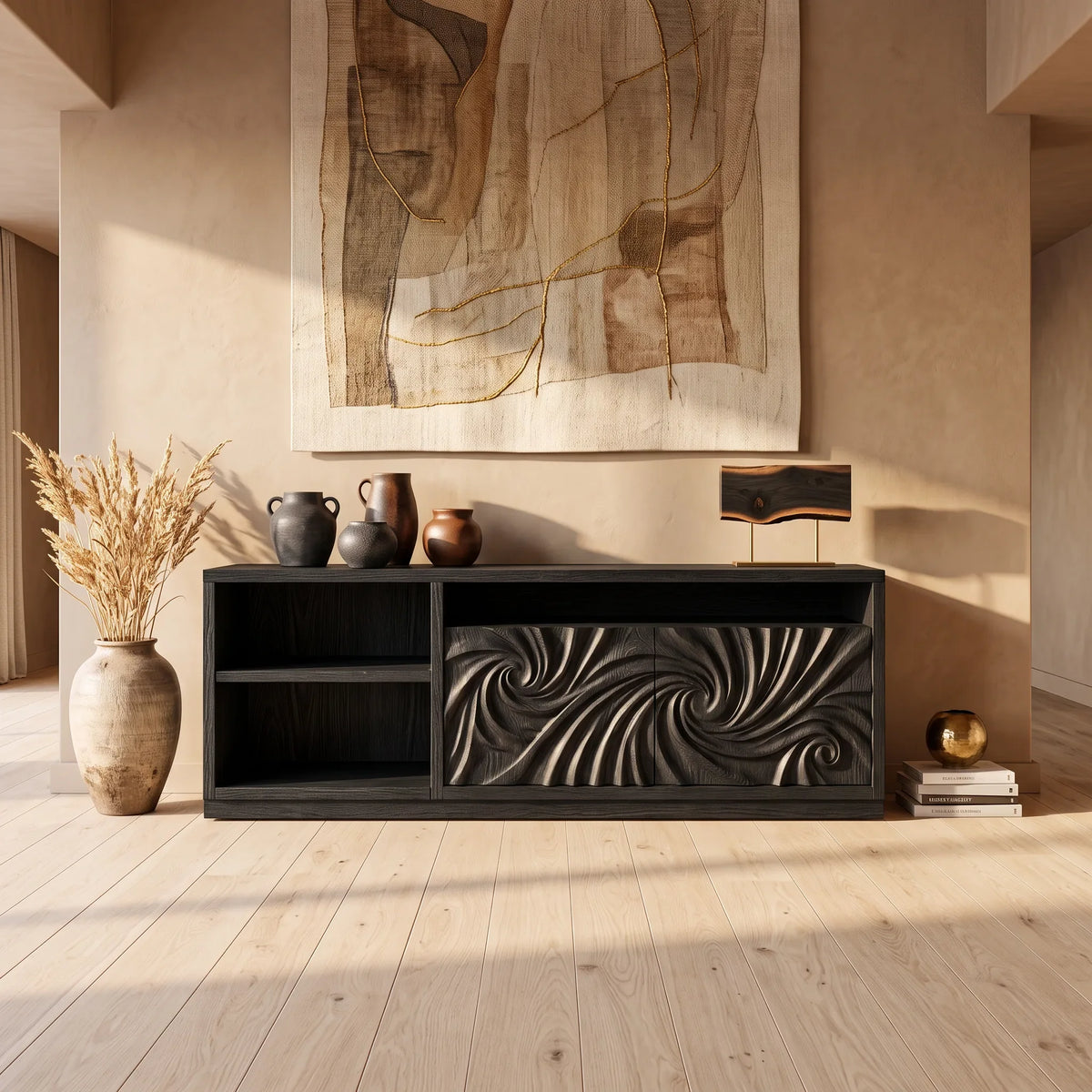Minimalist Long Ripple Sideboard Modern Living Room