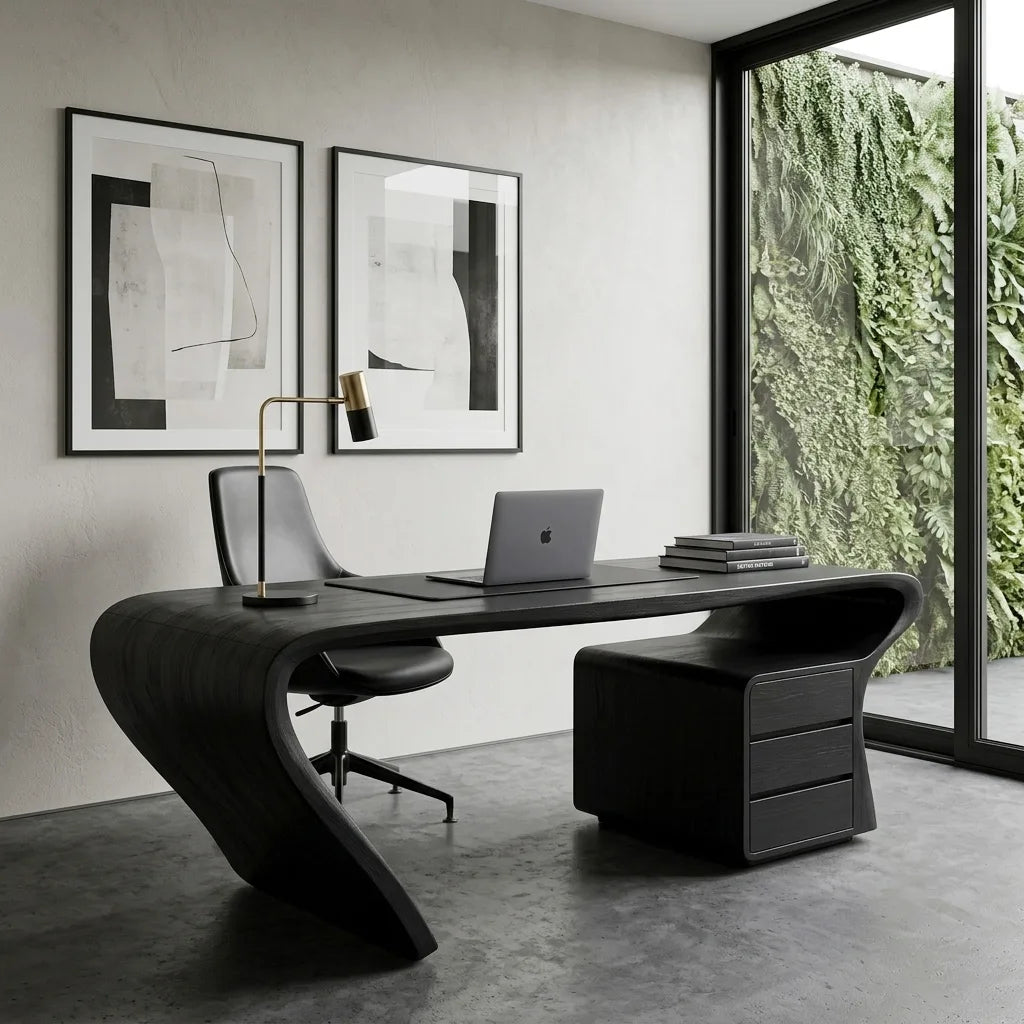 Organic Sculptural Curved Leg Desk For Home Office