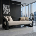 Organic Wooden Sofa With Sculptural Curved Frame For Living Room