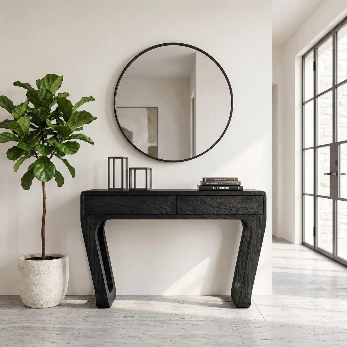 Modern Sculptural Open Leg Console Table For Hallway