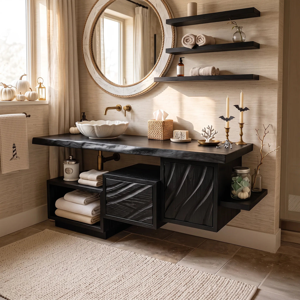 Rustic Skull Floating Bathroom Vanity Spa Bathroom