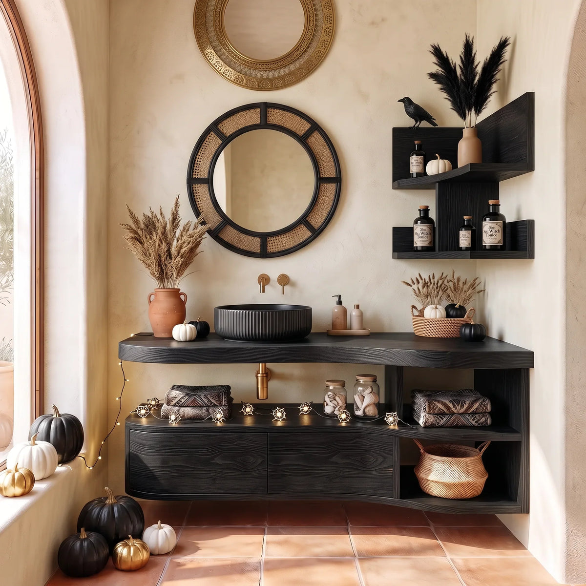 Rustic Skull Floating Bathroom Vanity Modern Bathroom