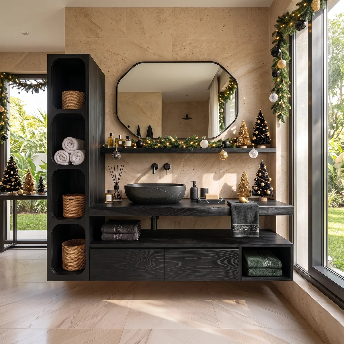 Handcrafted Scandinavian Reindeer Bathroom Vanity Nordic Retreat