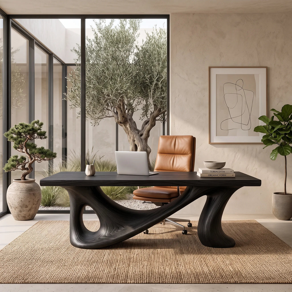 Contemporary Writing Desk Sculptural Base For Designer Office