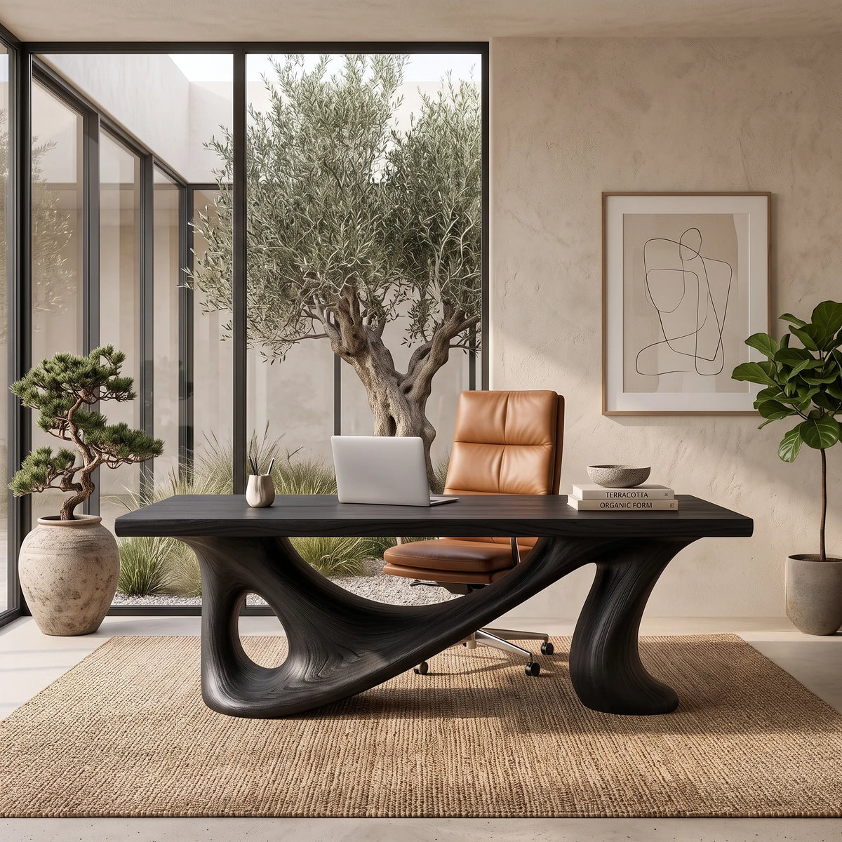 Contemporary Writing Desk Sculptural Base For Designer Office