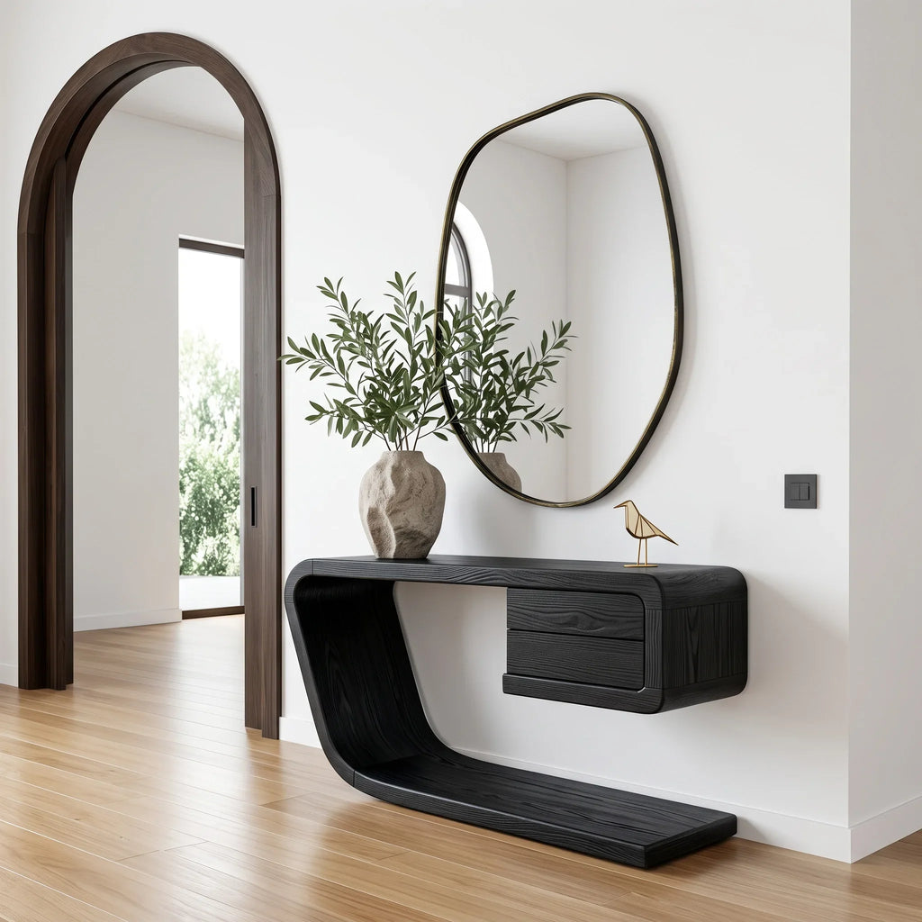 Modern Waterfall Drawer Console Table For Entryway