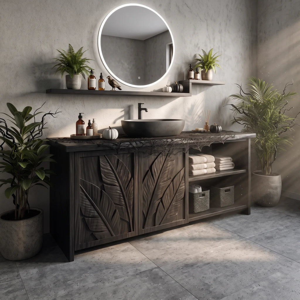 Handcrafted Rustic Pumpkin Bathroom Vanity Wellness Suite
