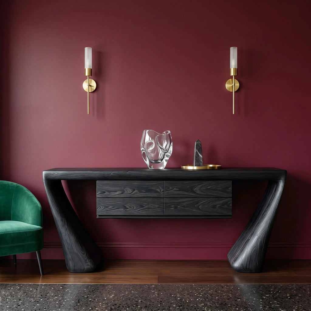 Contemporary Curved Drawer Console Table For Entryway