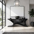 Modern Sculptural Open Shelf Console Table For Entryway