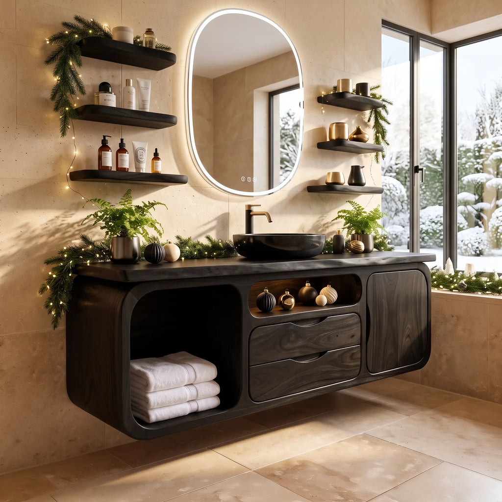 Organic Modern Nutcracker Storage Bathroom Vanity Luxury Villa