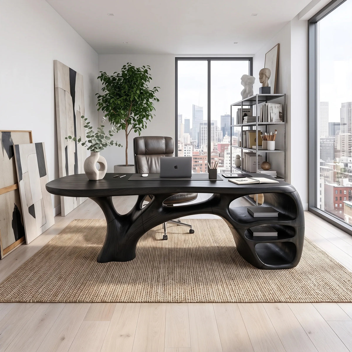 Timeless Executive Desk Office Desk Writing Desk Open Shelves For Home Office