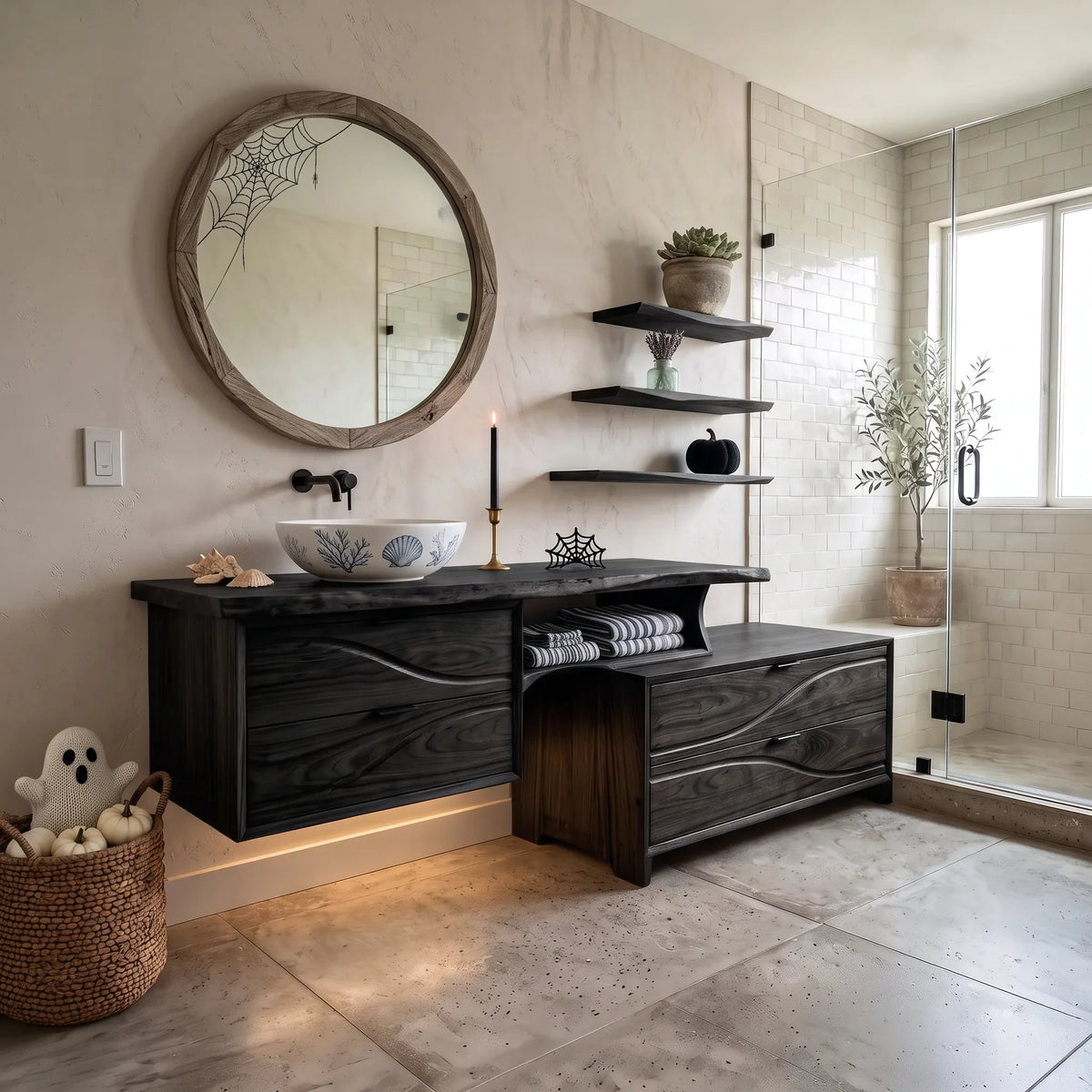 Organic Pumpkin Floating Bathroom Vanity Modern Bathroom