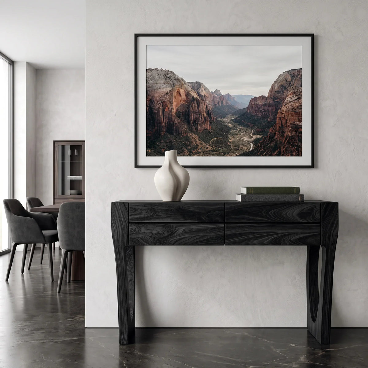 Contemporary Sculptural Drawer Console Table For Hallway