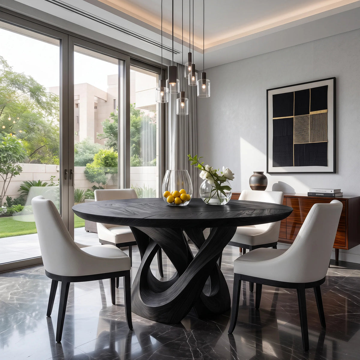 Modern Sculptural Round Dining Table For Dining Room