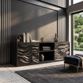 Contemporary Tall Sculpted Sideboard Bright Living Room