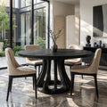 Modern Carved Pedestal Round Dining Table For Dining Room