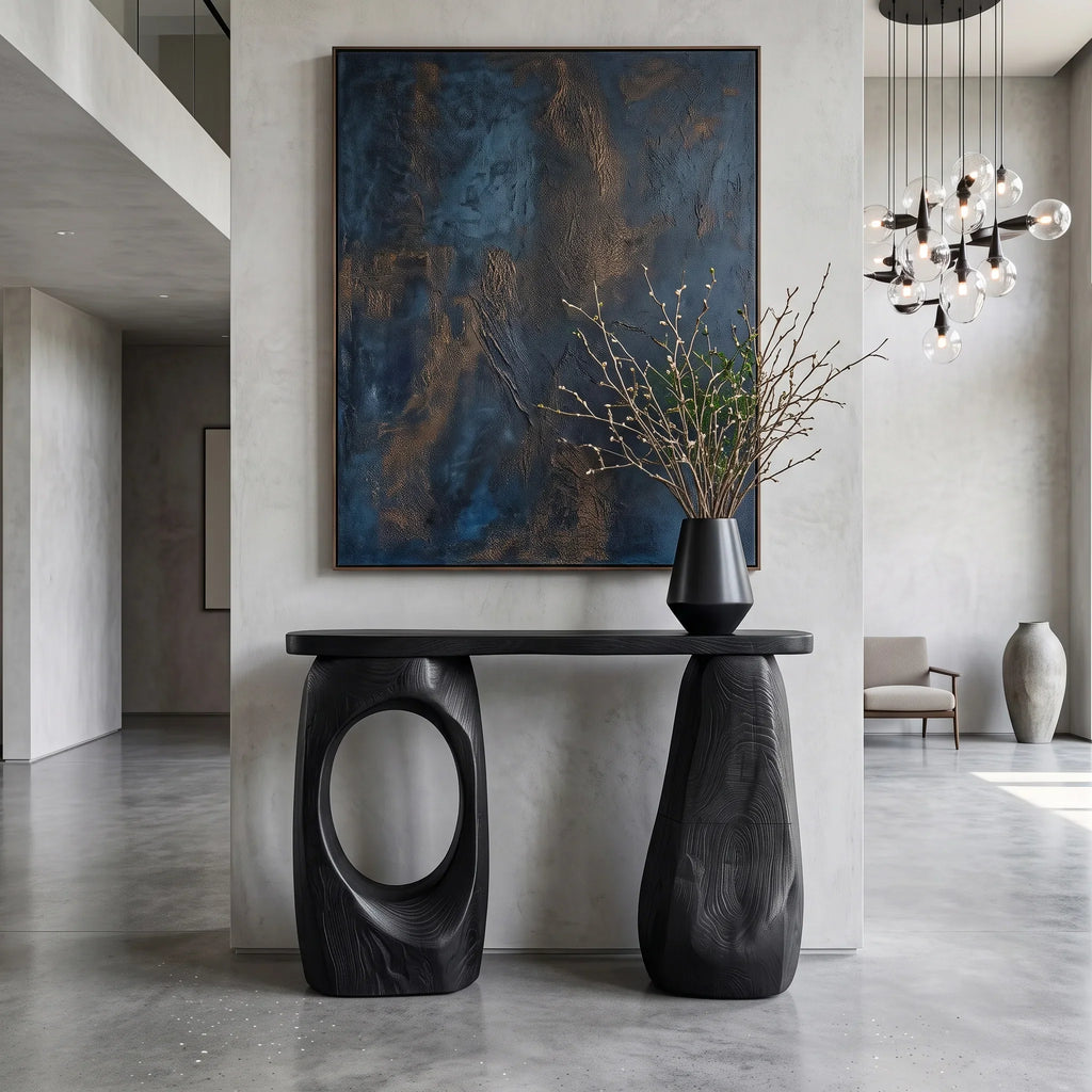 Organic Sculptural Open Base Console Table For Living Room
