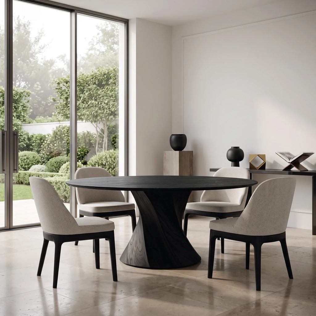Contemporary Sculptural Round Dining Table For Dining Room