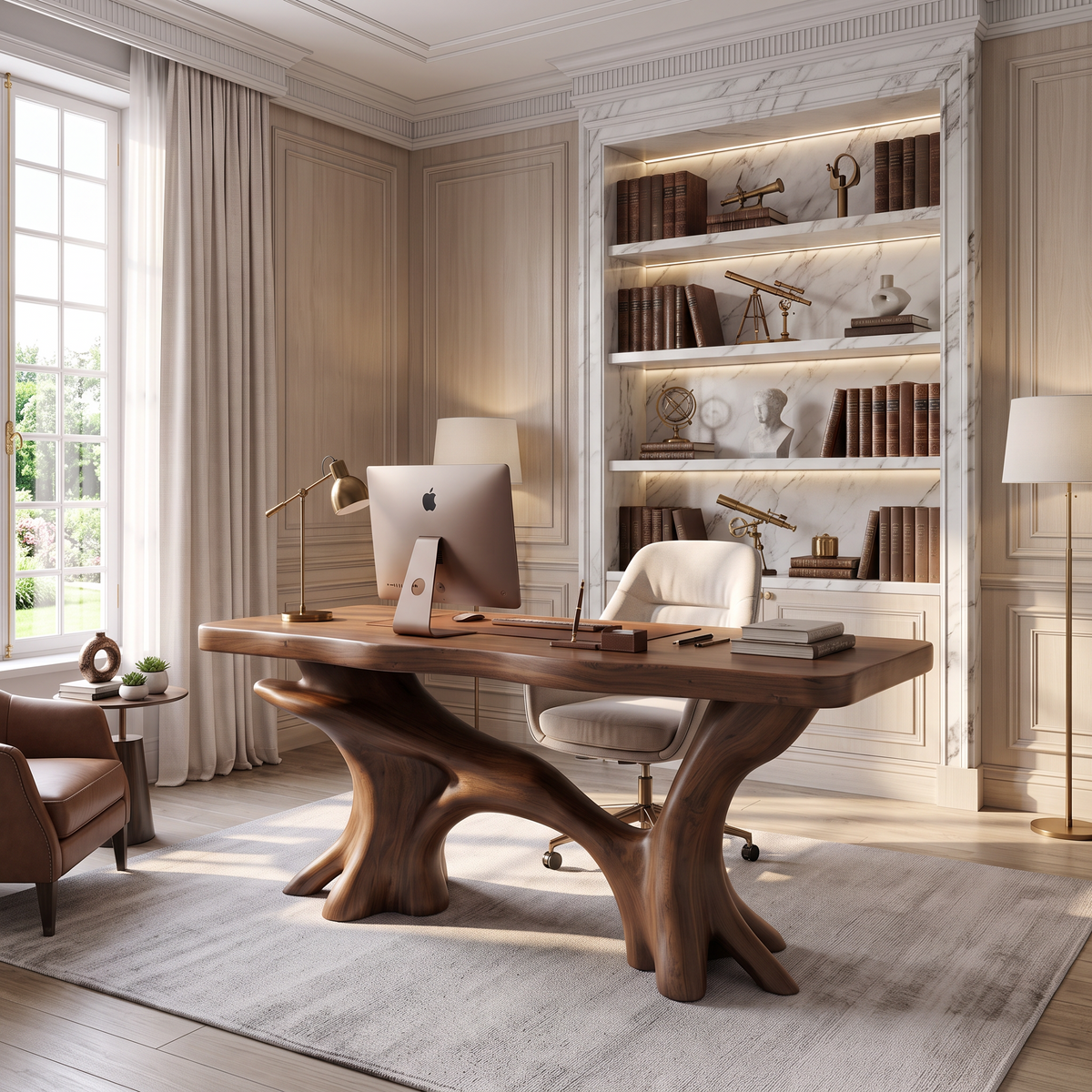 Modern Executive Desk With Sculptural Tree Root Base For Office