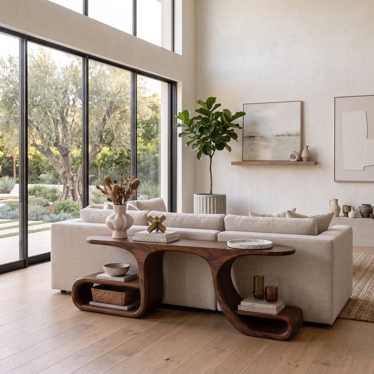 Contemporary Flowing Console Table For Modern Living Space
