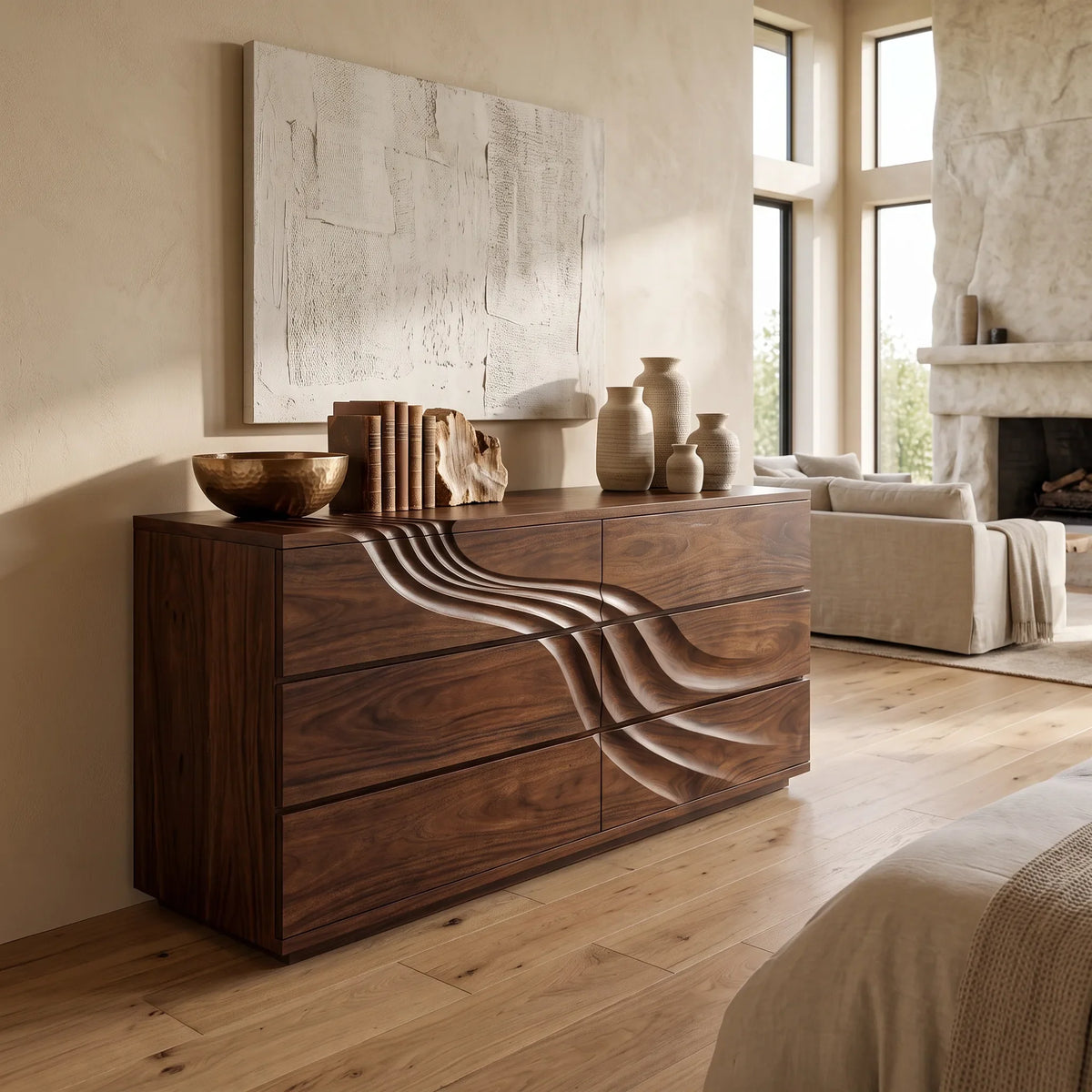 Organic Sculpted Dresser Table For Modern Interior