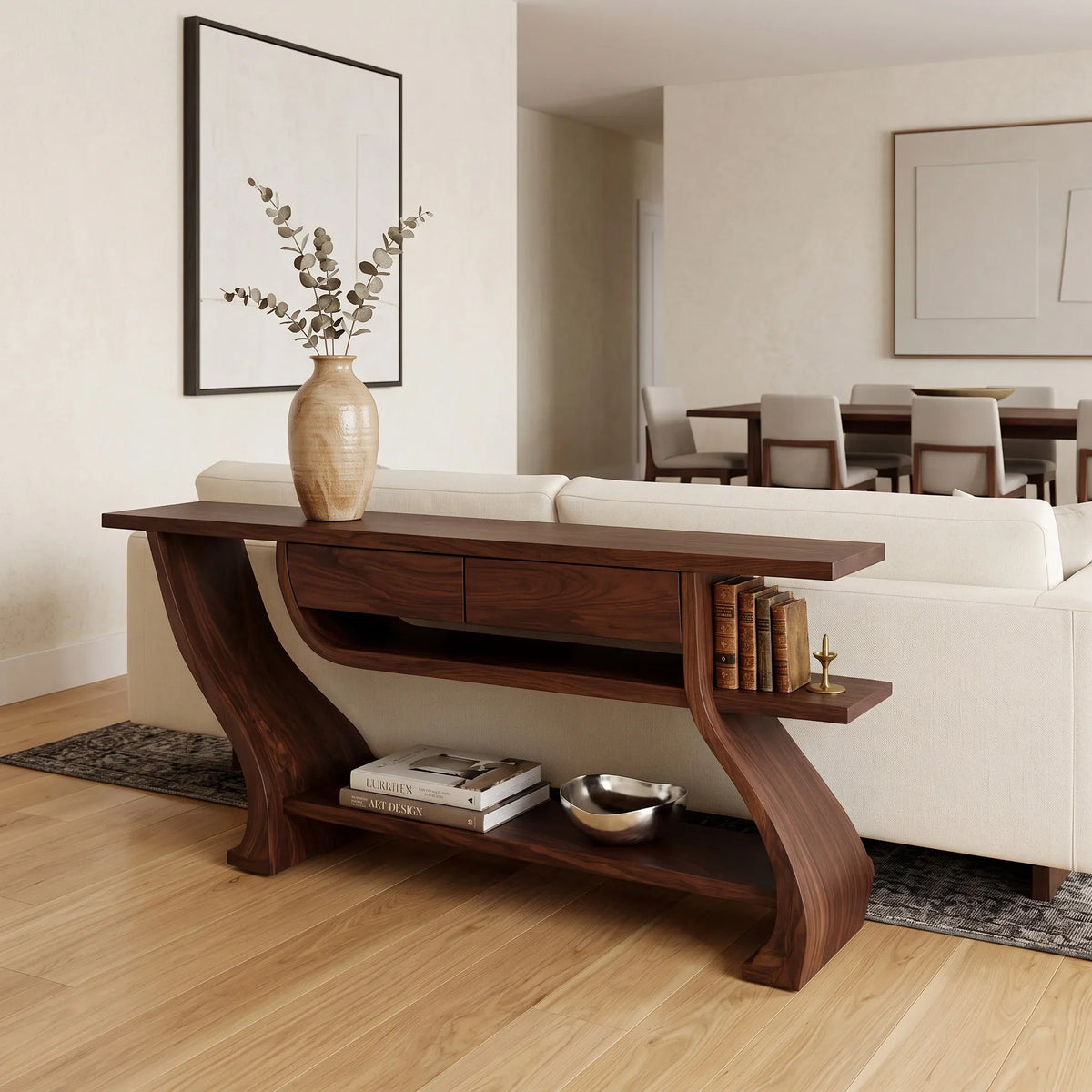 Organic Modern Table Behind Sofa For Living Room