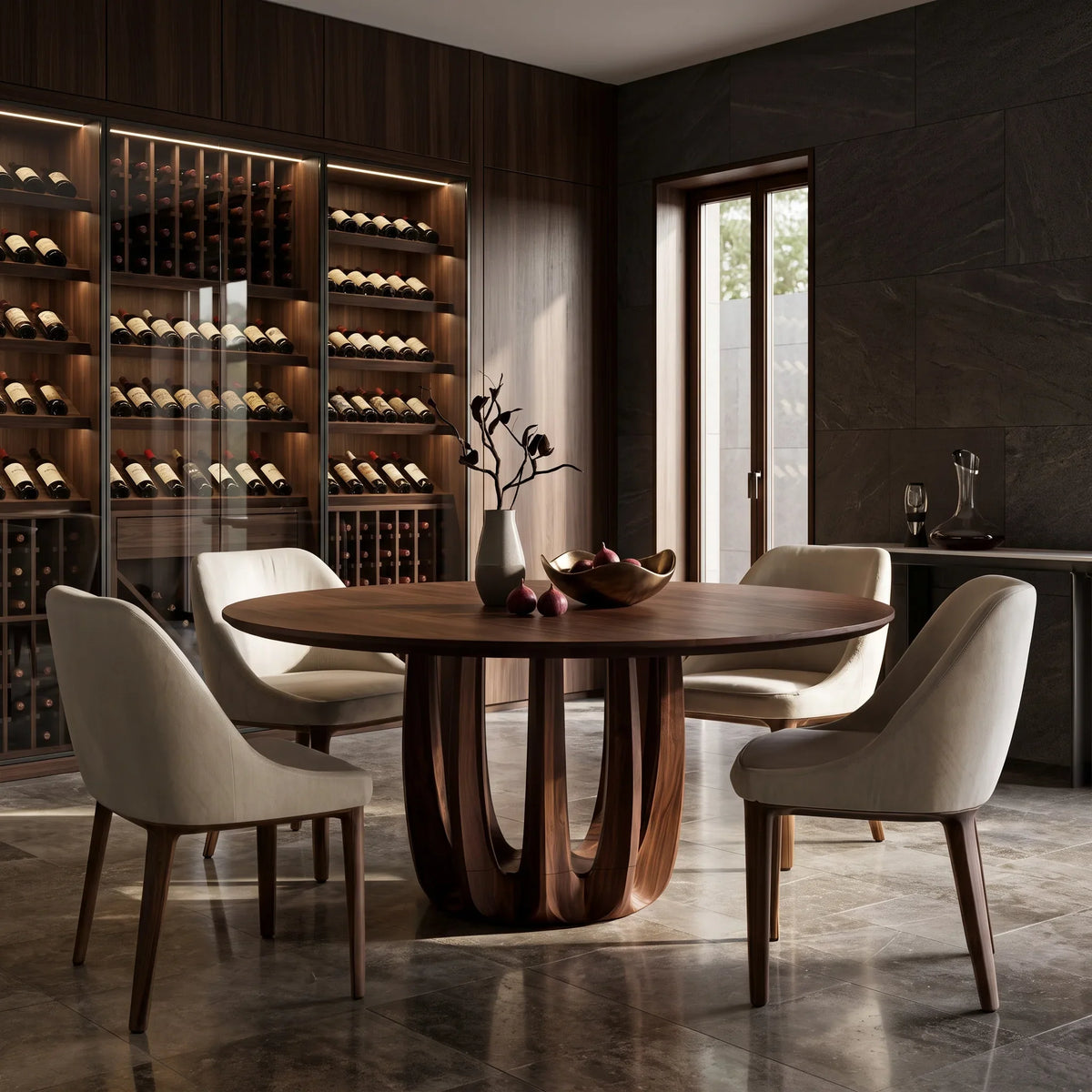 Modern Curved Pedestal Round Dining Table For Dining Room