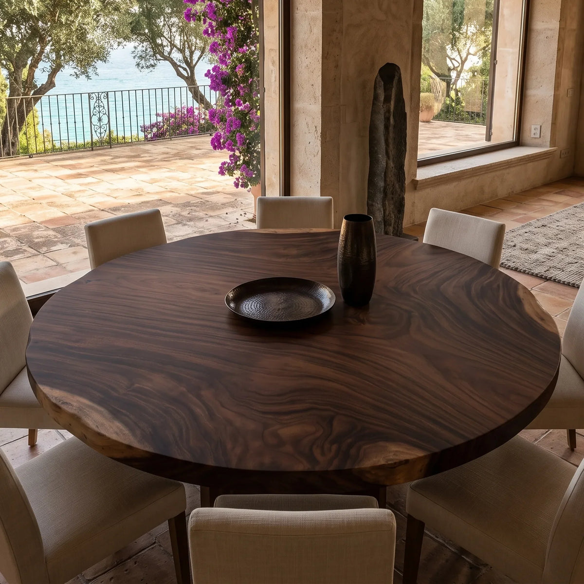 Organic Modern Round Dining Table Top 8 Seater