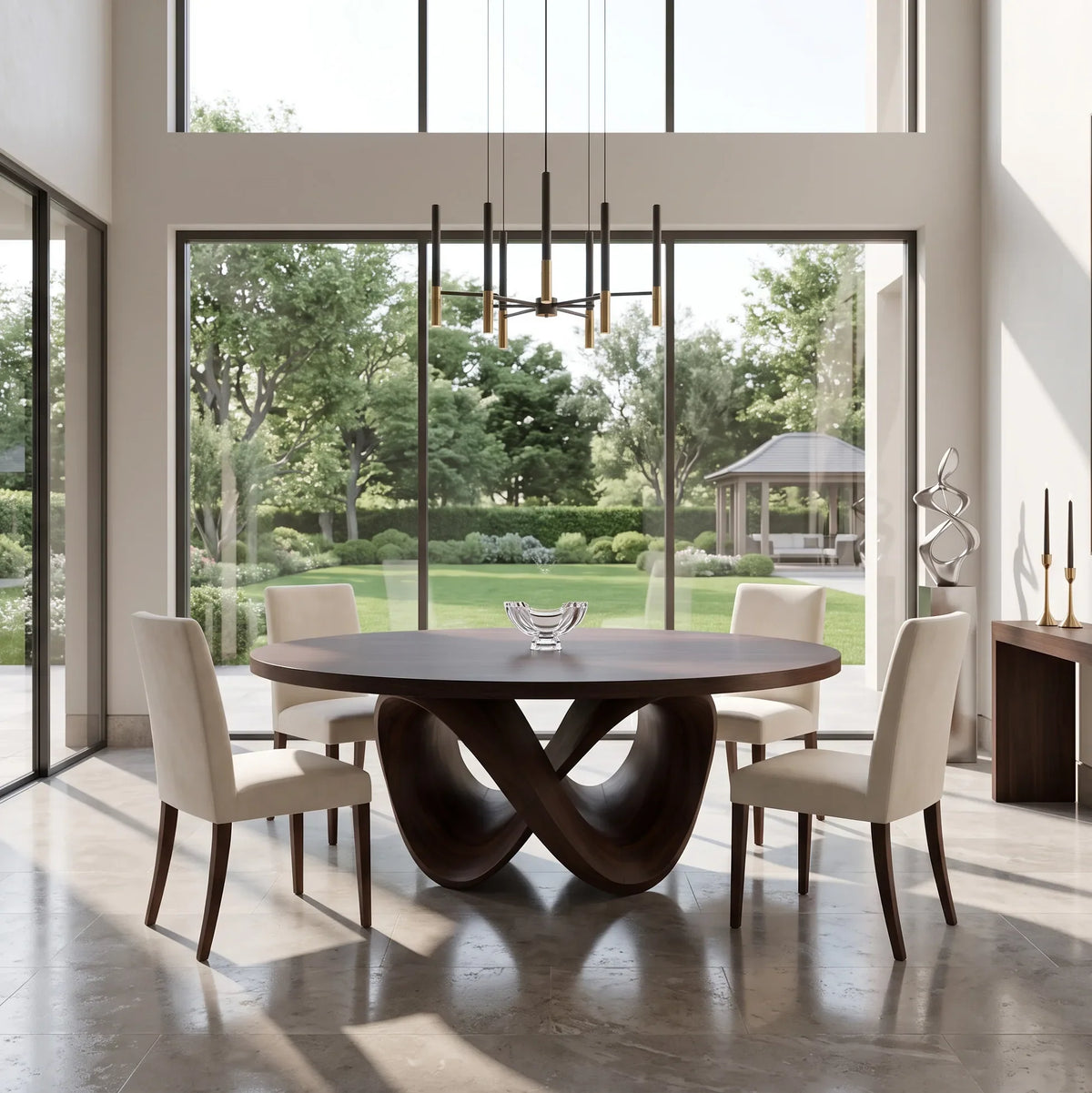 Modern Sculptural Base Round Dining Table For Dining Room