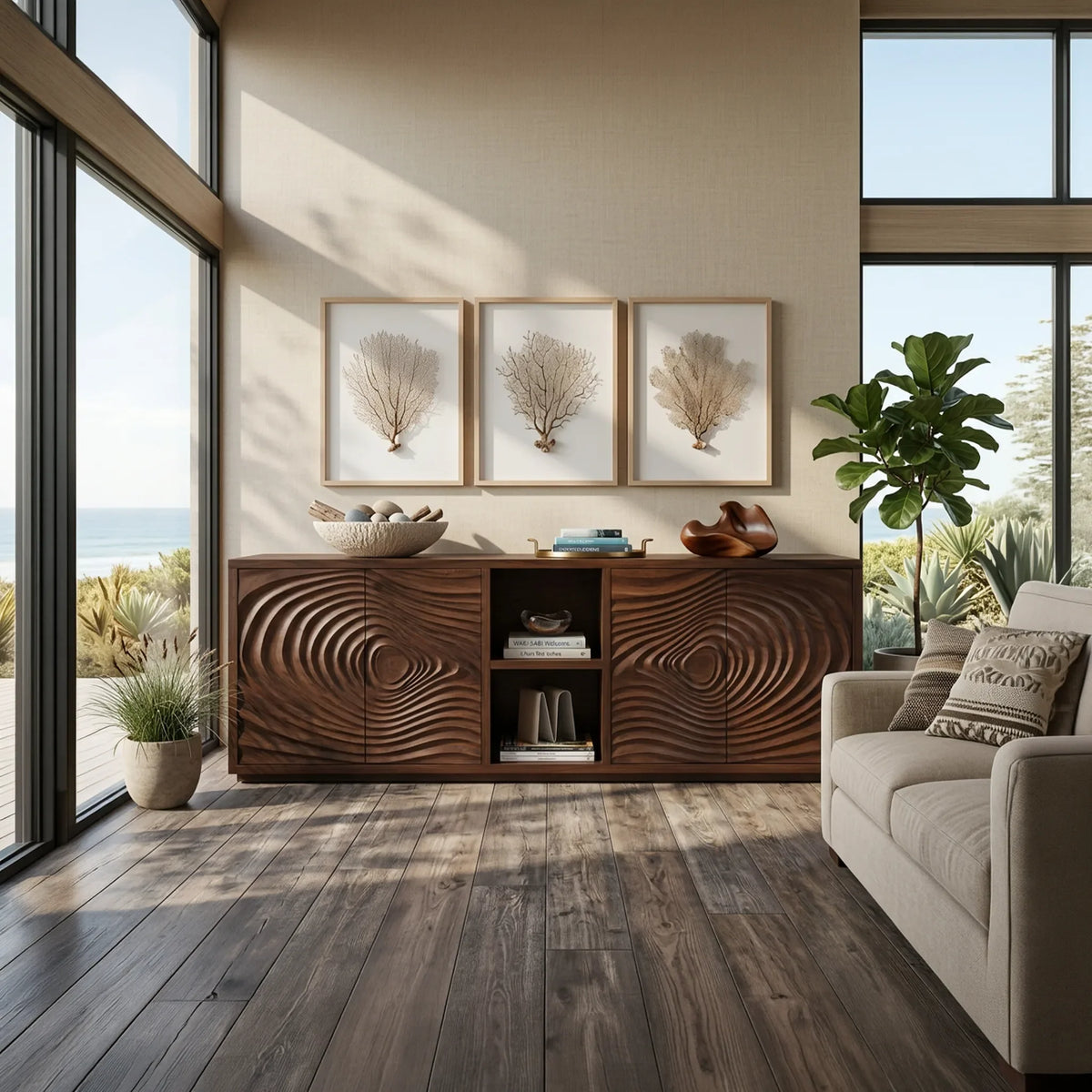Handcrafted Organic Wave Sideboard Modern Dining Room