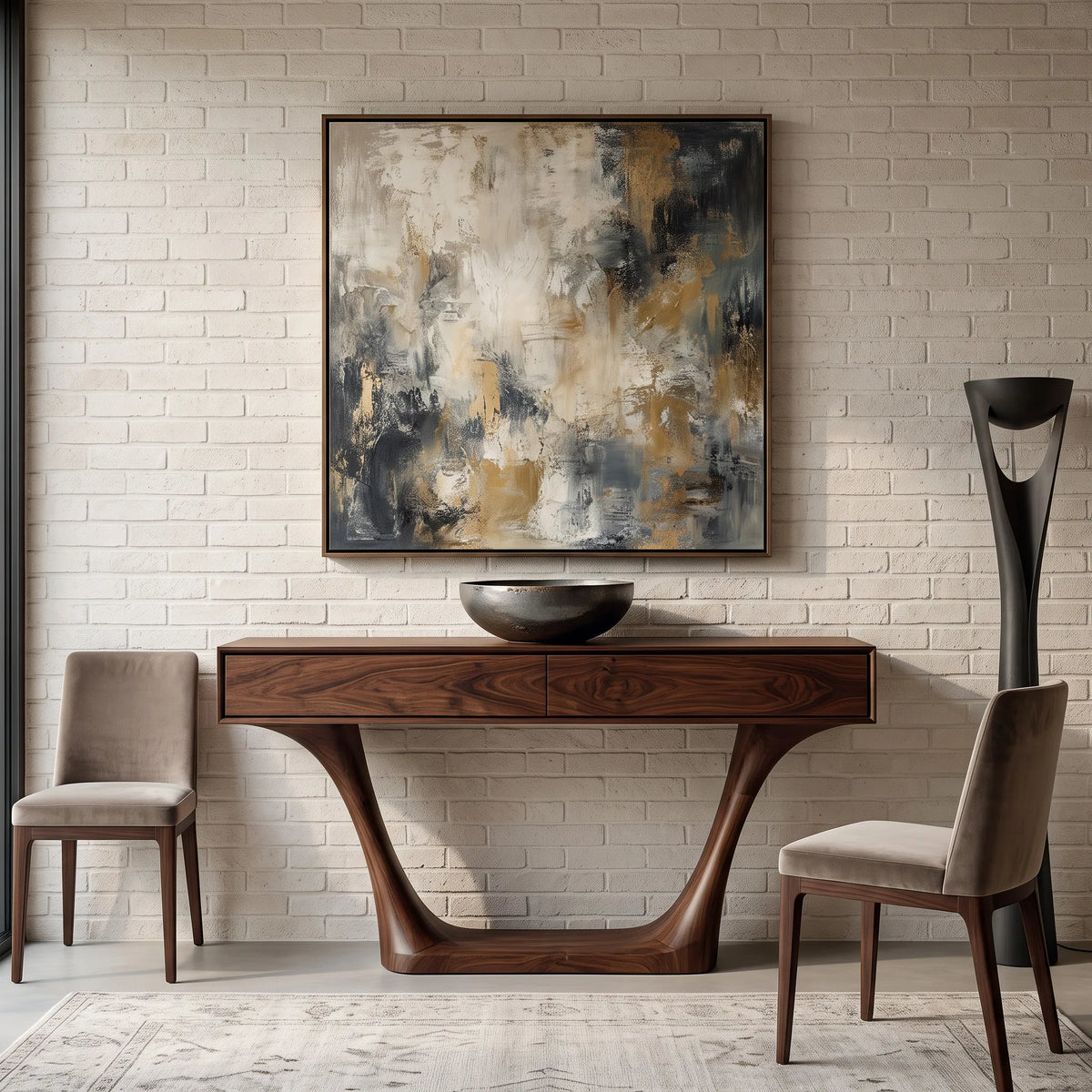 Minimalist Sculptural Drawer Console Table For Entryway