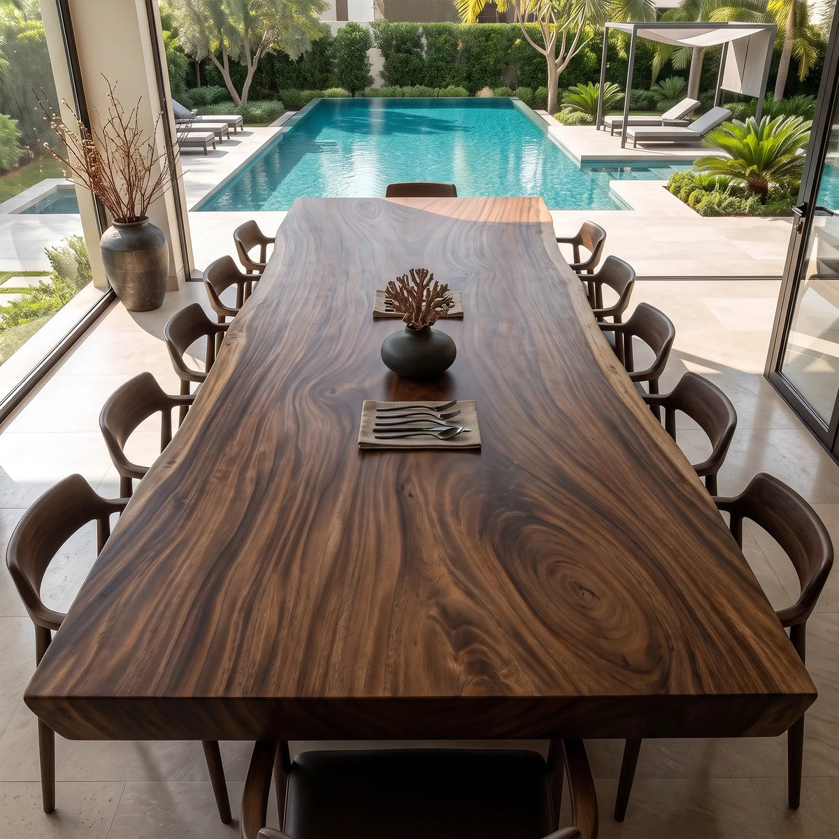 Rustic Live Edge Dining Table Top 8 Seater