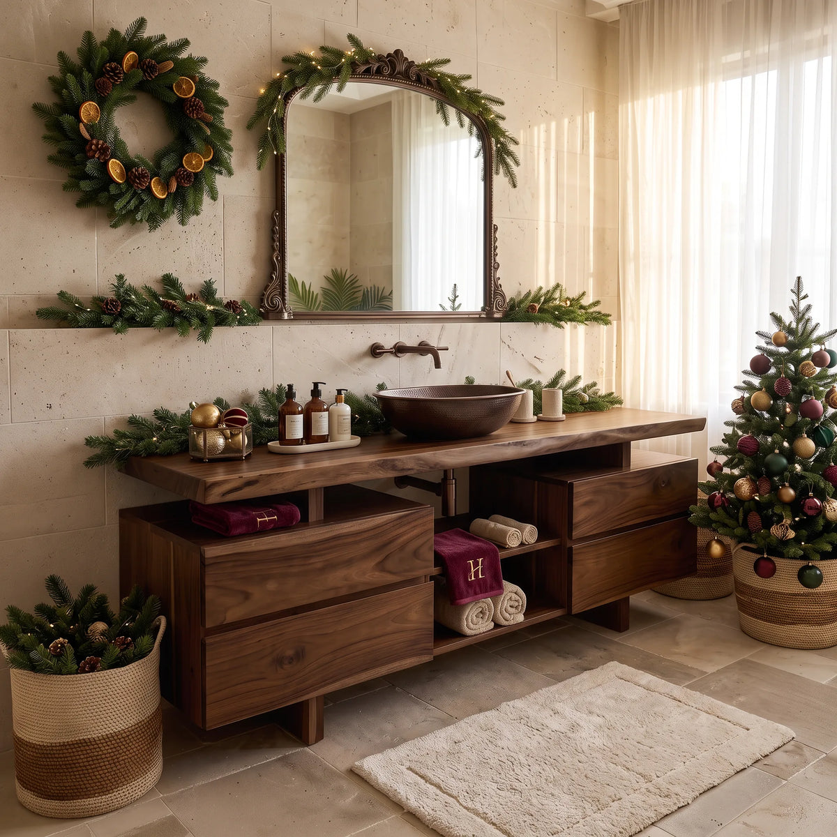 Rustic Christmas Storage Bathroom Vanity Lake House