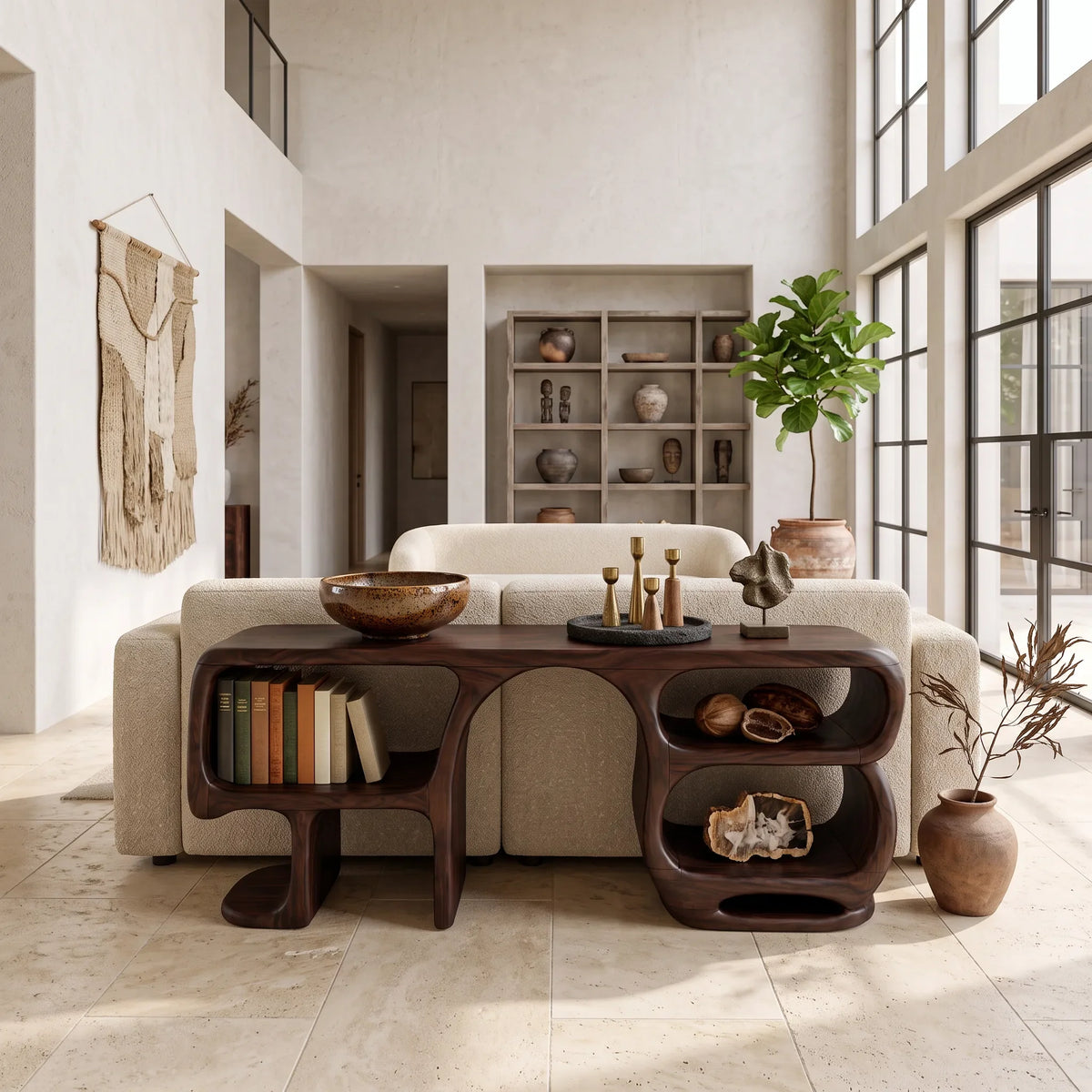 Modern Curved Frame Console For Living Room