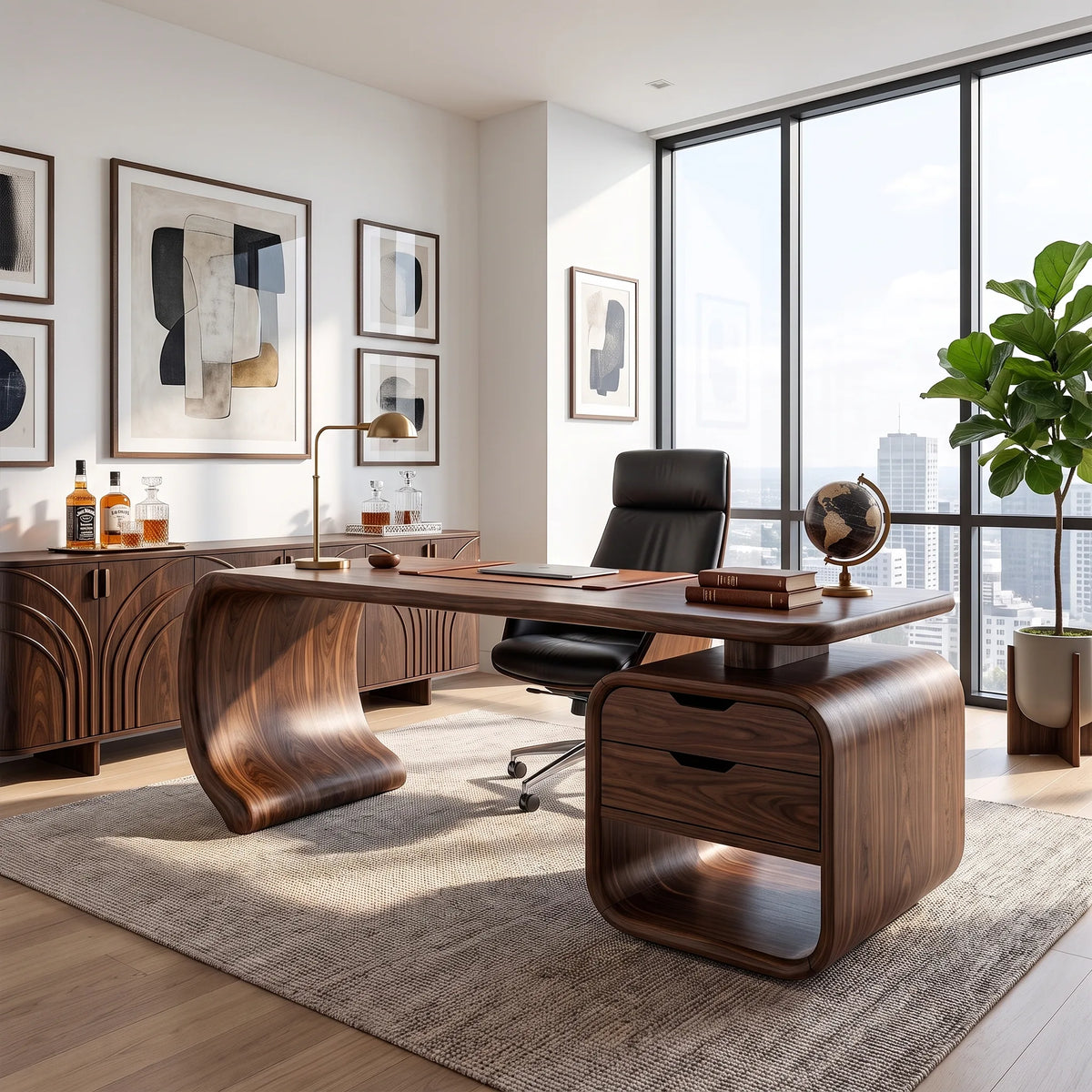 Refined Executive Desk Office Desk Computer Desk With Drawers For Home Office