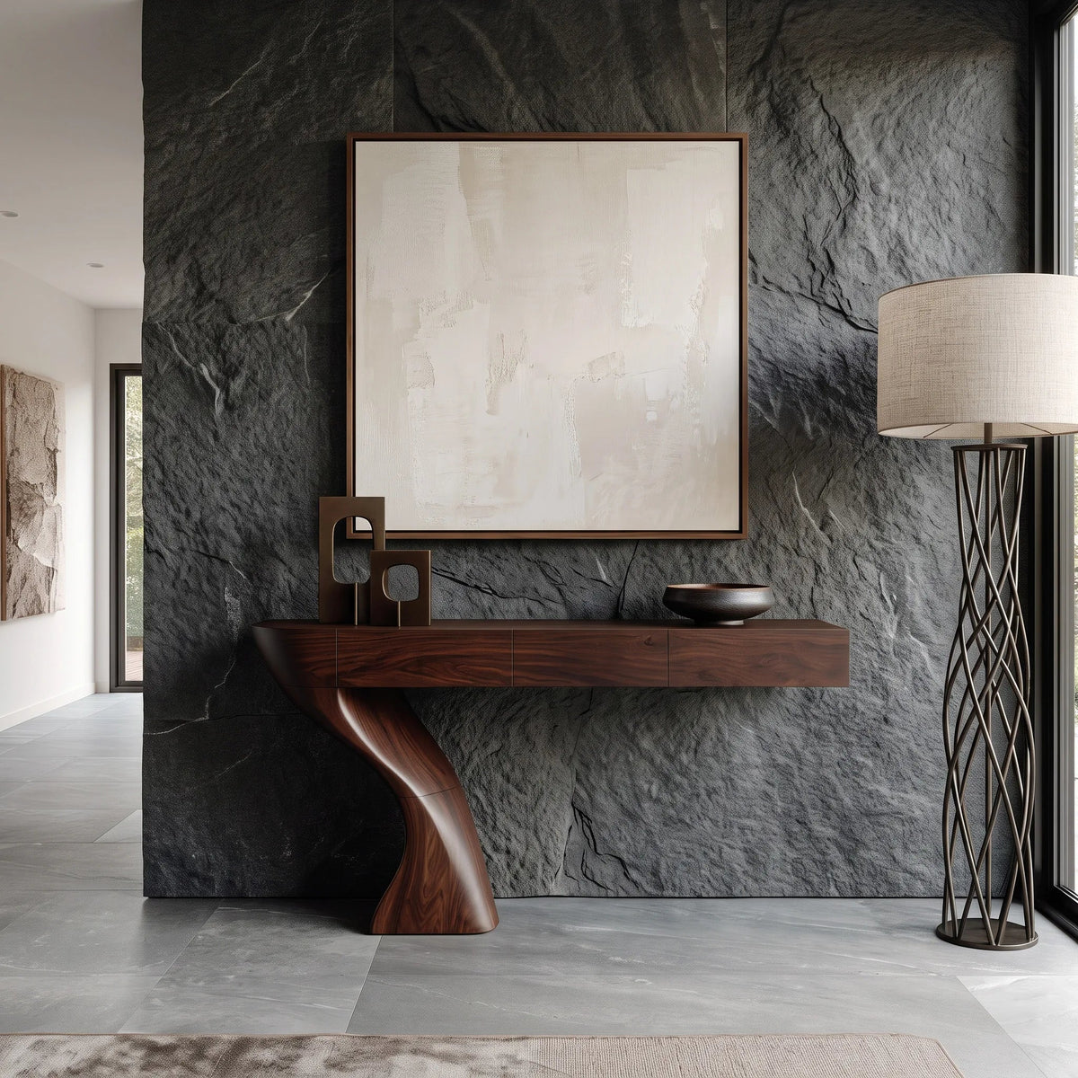 Contemporary Sculptural Console Table With Drawers For Entryway